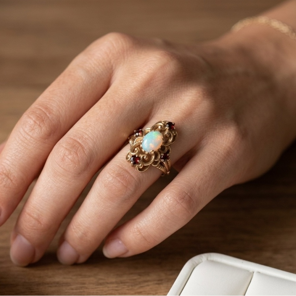 Vintage Gold Opal Ring 14k Gold
